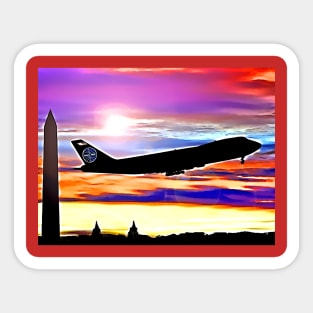 Airplane Landing at Washington Sticker